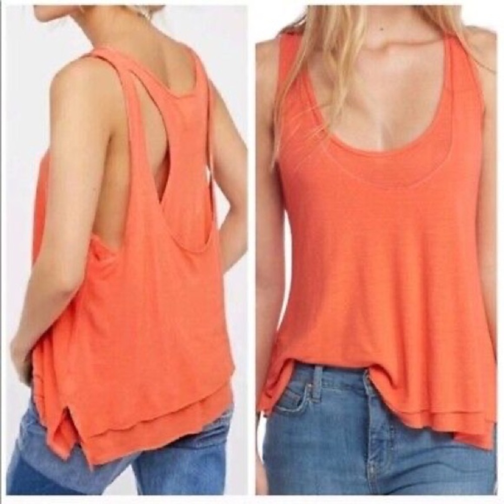 We The Free Women's Orange Sleeveless Double Lined Top